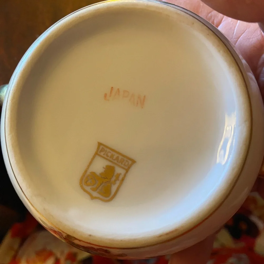 Pickard Floral Cream and Sugar Set with Gold Trim. 1930’s